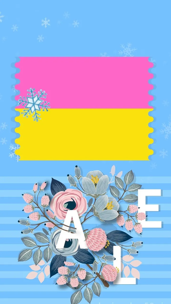 蓝色冬季花朵购物街活动促销背景高清