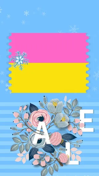 蓝色冬季花朵购物街活动促销背景高清