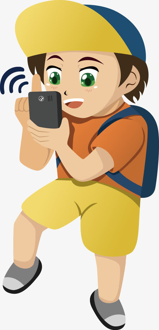 玩手机的男孩免抠