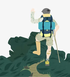 卡通爬山运动员免抠