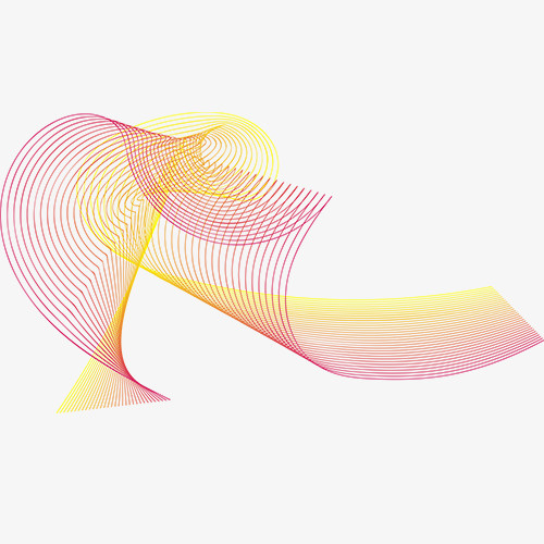 浅色动感装饰多色线条装饰图免抠