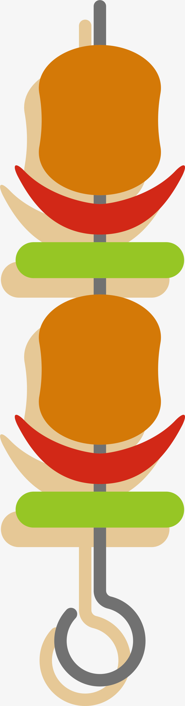 咖啡色扁平美味烤串免抠