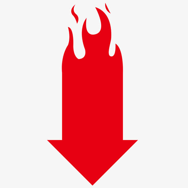 红色下降火箭头免抠