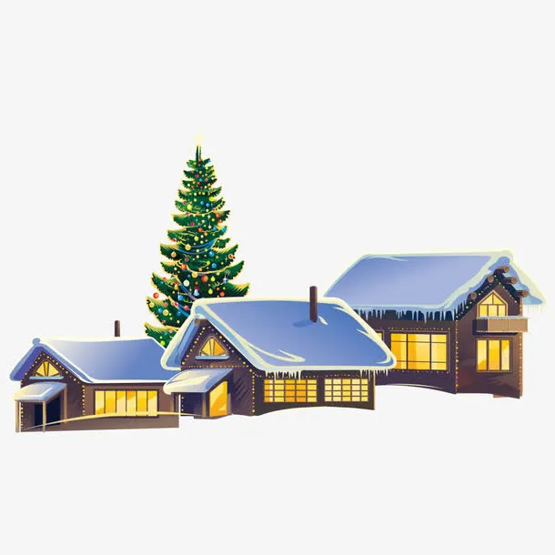雪景建筑免抠