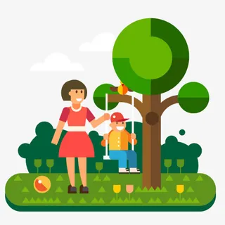 荡秋千的男孩免抠