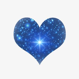 蓝色心形光效免抠