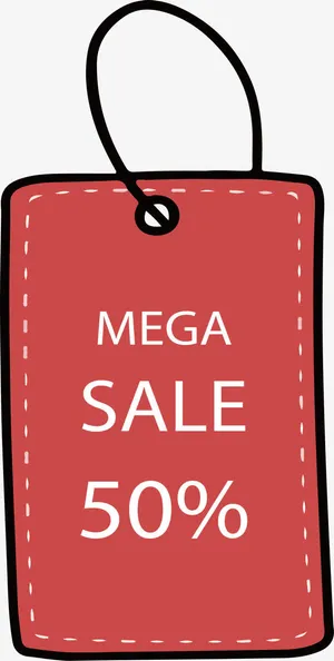红色挂饰打折标签免抠
