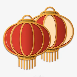 国潮牛年灯笼元素免抠