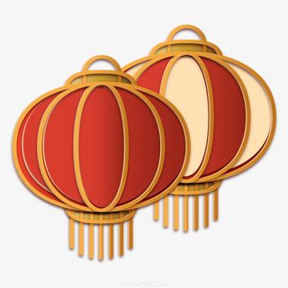 国潮牛年灯笼元素免抠
