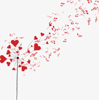 红色情人节爱心蒲公英免抠