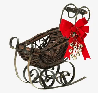 编织金属雪橇车免抠