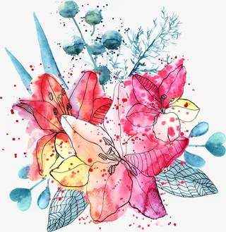 水彩花朵免抠