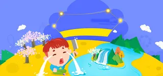 环球旅行卡通童趣几何蓝色背景高清