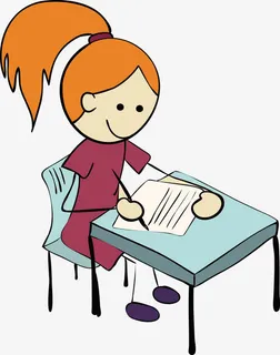 矢量扁平写字的小女孩免抠 矢量扁平写字的小女孩免抠
