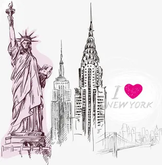 矢量自由女神建筑免抠