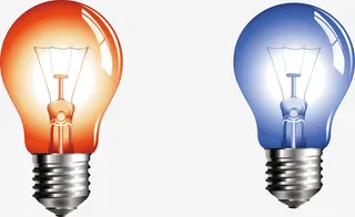 蓝色红色发光灯泡免抠