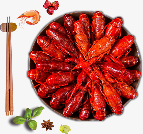 一盘麻辣小龙虾免抠