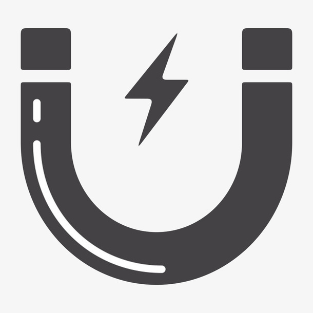 黑色天然磁石u型吸铁石卡通手绘免抠