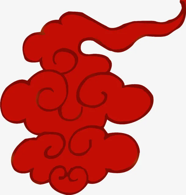 中国风红色云纹免抠