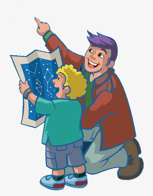 彩色创意看星星元素免抠