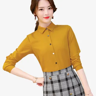 土黄色上衣，女装，系领衣物免抠