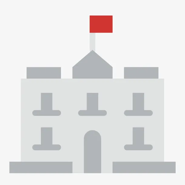 灰色学校建筑免抠