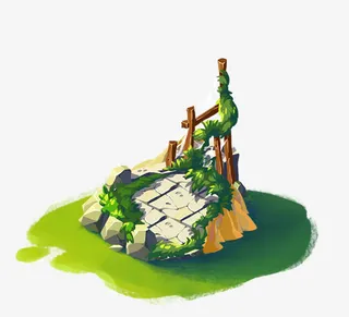 绿色草地岩石平台游戏免抠