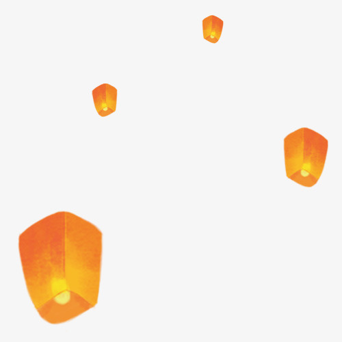 人们许愿时天空飘着的孔明灯免抠手绘/卡通手绘元素