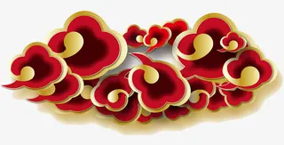 国风红色云纹免抠