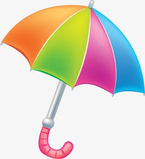 彩球卡通雨伞免抠