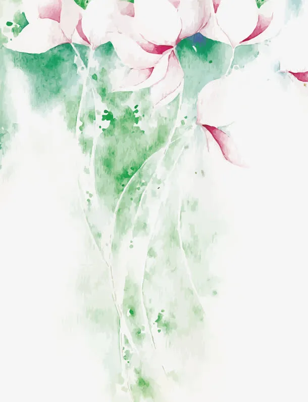 矢量水墨荷花免抠