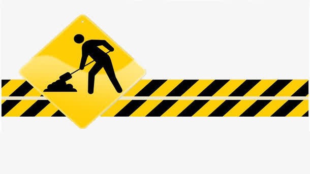 马路施工黄黑警戒线标志免抠