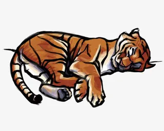 矢量睡觉的老虎免抠