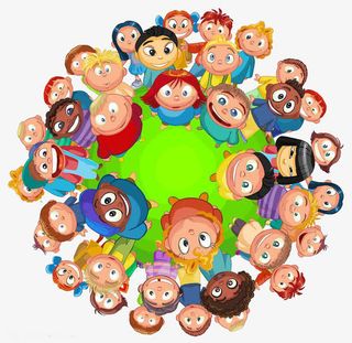 一群小朋友笑免抠