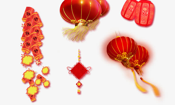 灯笼鞭炮免扣组合免抠
