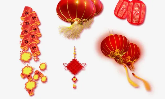 灯笼鞭炮免扣组合免抠