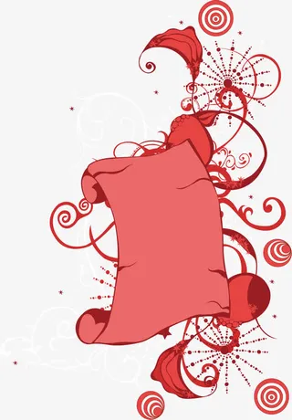 红色，红色花纸搭配装饰，淘宝素免抠