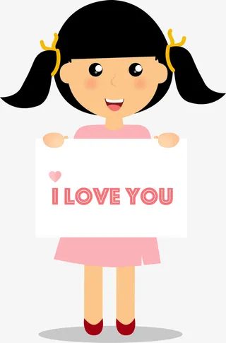 情人节举牌的小女孩免抠
