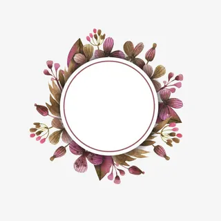 紫色梦幻花草圈边框纹理免抠