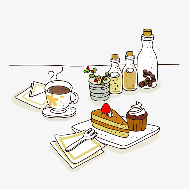 手绘精致美好生活美好食物免抠