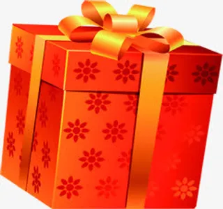 红色小花纹理礼盒装饰免抠