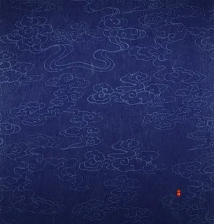 深蓝色祥云海报背景高清