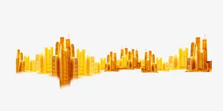金色城市剪影素材免抠