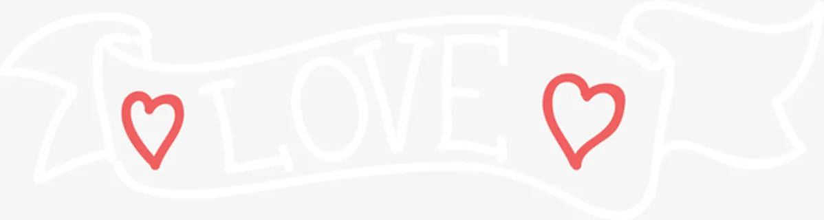 白色简约love标签免抠