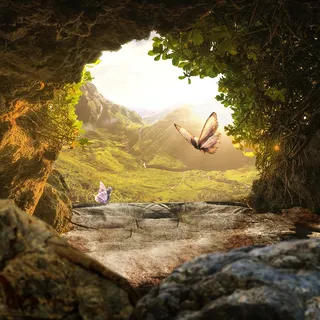 户外森林山洞食品PSD分层主图背景素材高清