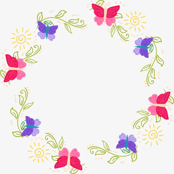 绿色春季花朵草环免抠
