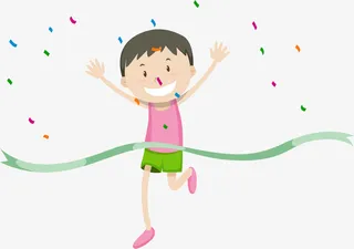 马拉松到达终点的男孩免抠