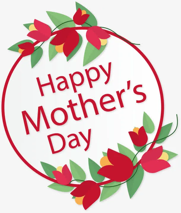 红色边框母亲节卡片免抠