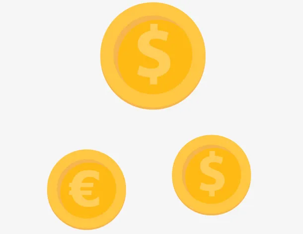 矢量漂浮的钱币免抠