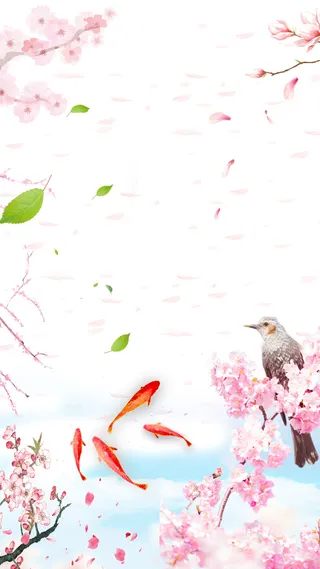 时尚最美桃花节梅花H5海报背景psd下载高清